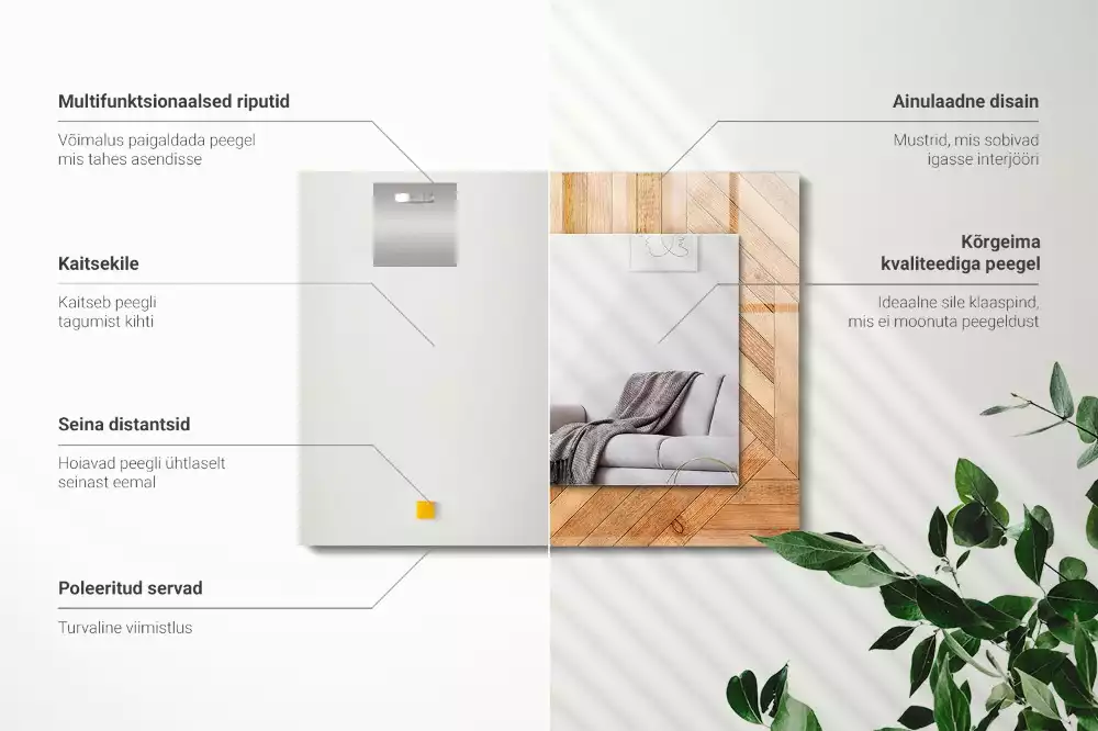 Rechthoekige spiegel met bedrukte lijst Houten parket