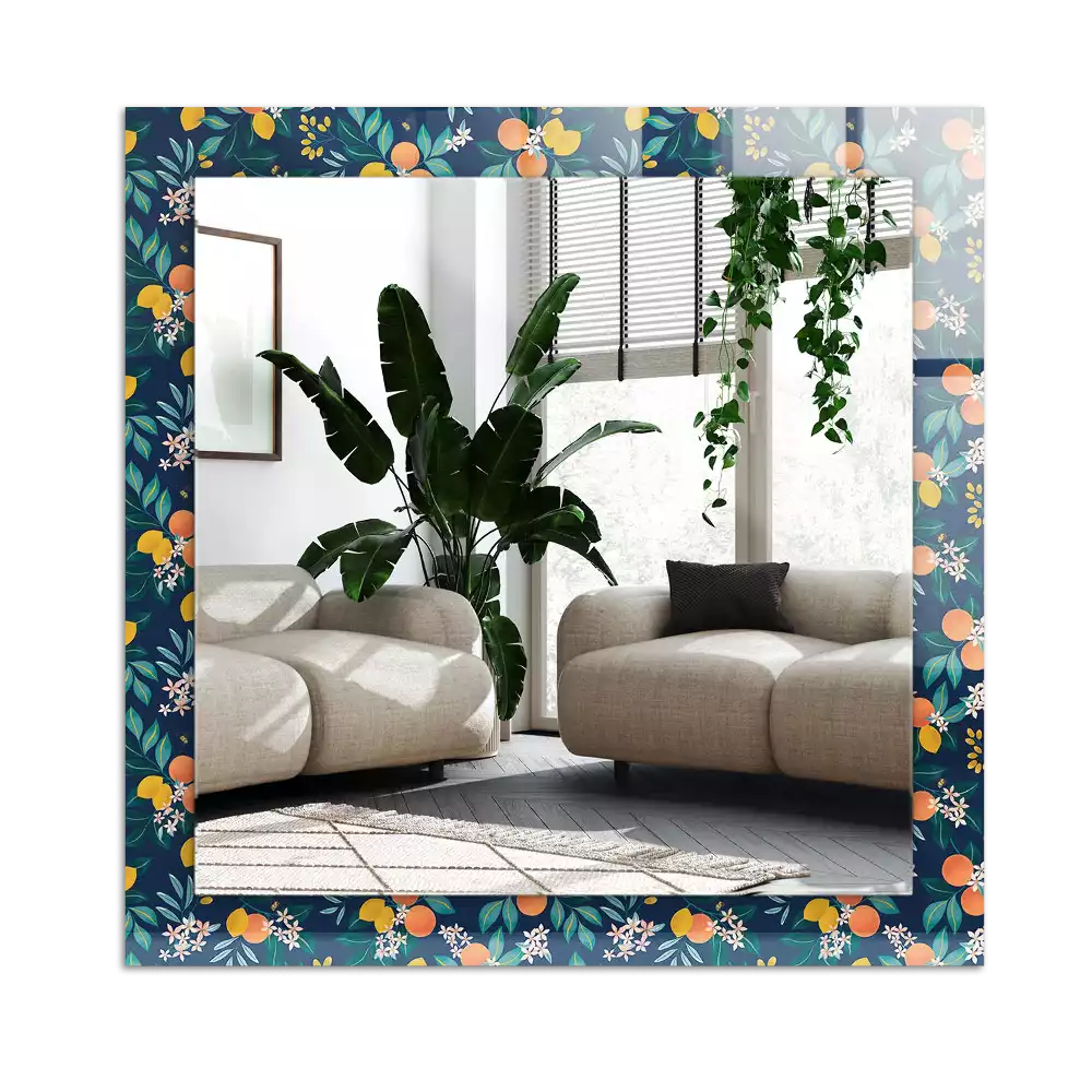 Rechthoekige spiegel met decoratie Bloemen en vruchten