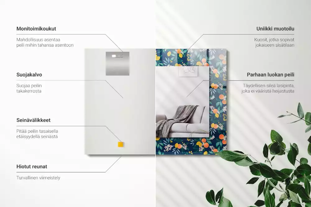 Rechthoekige spiegel met decoratie Bloemen en vruchten