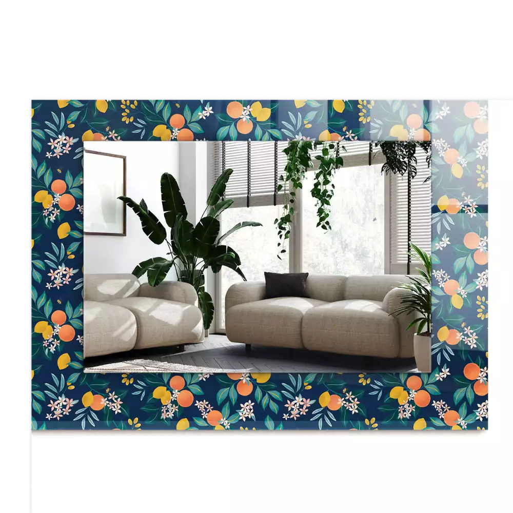 Rechthoekige spiegel met decoratie Bloemen en vruchten