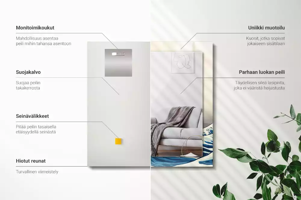 Bedrukte rechthoekige spiegel De Grote Golf bij Kanagawa