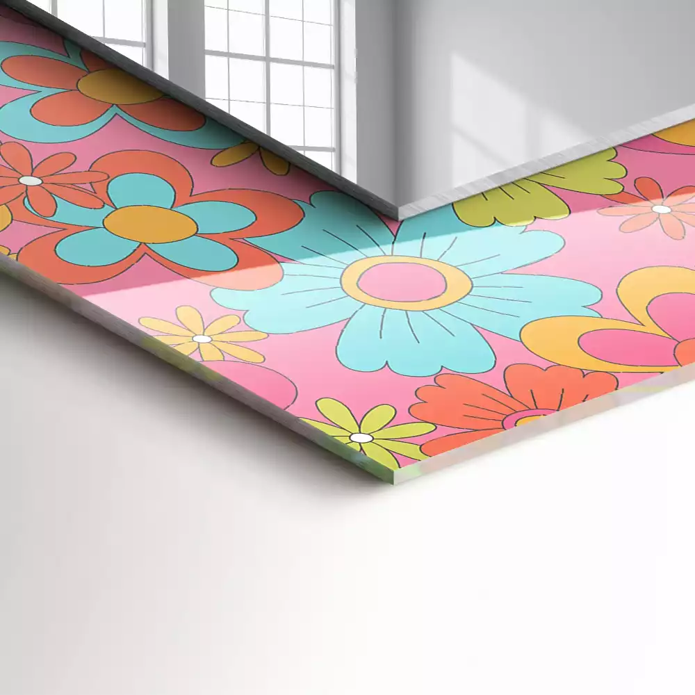 Rechthoekige spiegel met decoratie Kleurrijke bloemengroef