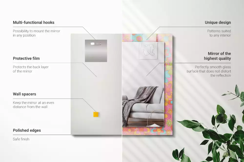 Rechthoekige spiegel met decoratie Kleurrijke bloemengroef