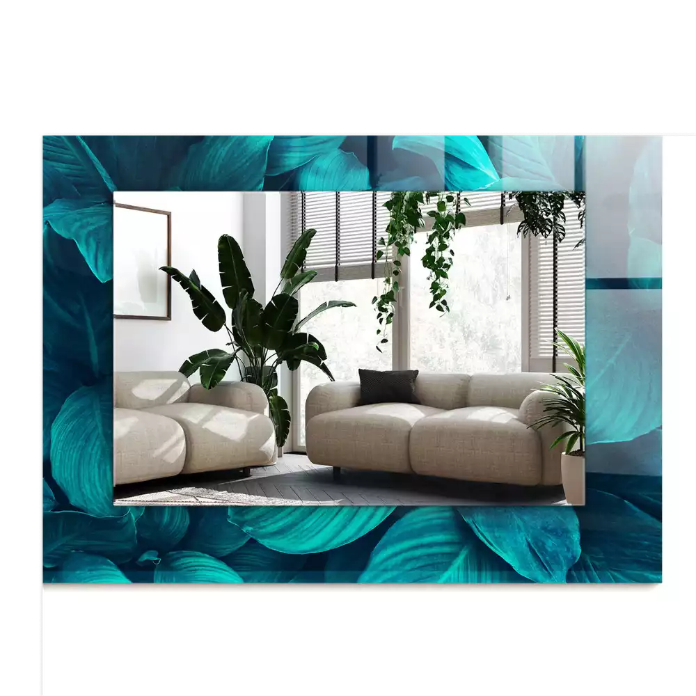 Bedrukte rechthoekige spiegel Groene bladeren