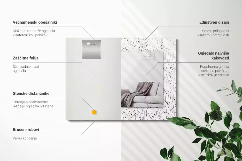 Rechthoekige spiegel met decoratie Schets van vrouwelijke silhouetten