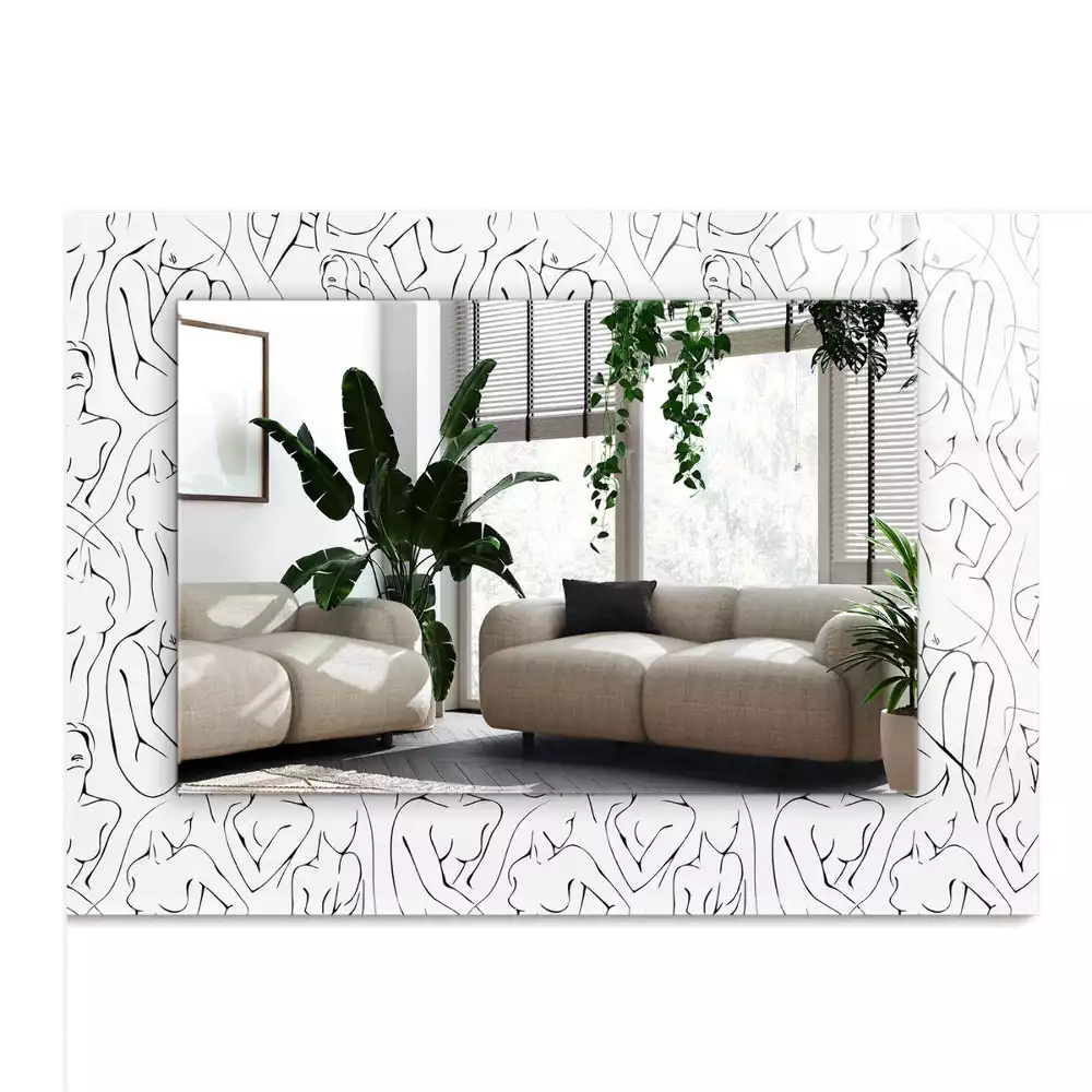 Rechthoekige spiegel met decoratie Schets van vrouwelijke silhouetten