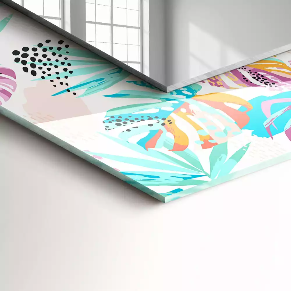 Rechthoekige spiegel lijst met print Kleurrijke tropische bladeren