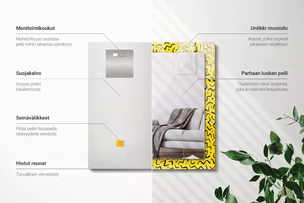 Bedrukte rechthoekige spiegel Geel abstract patroon