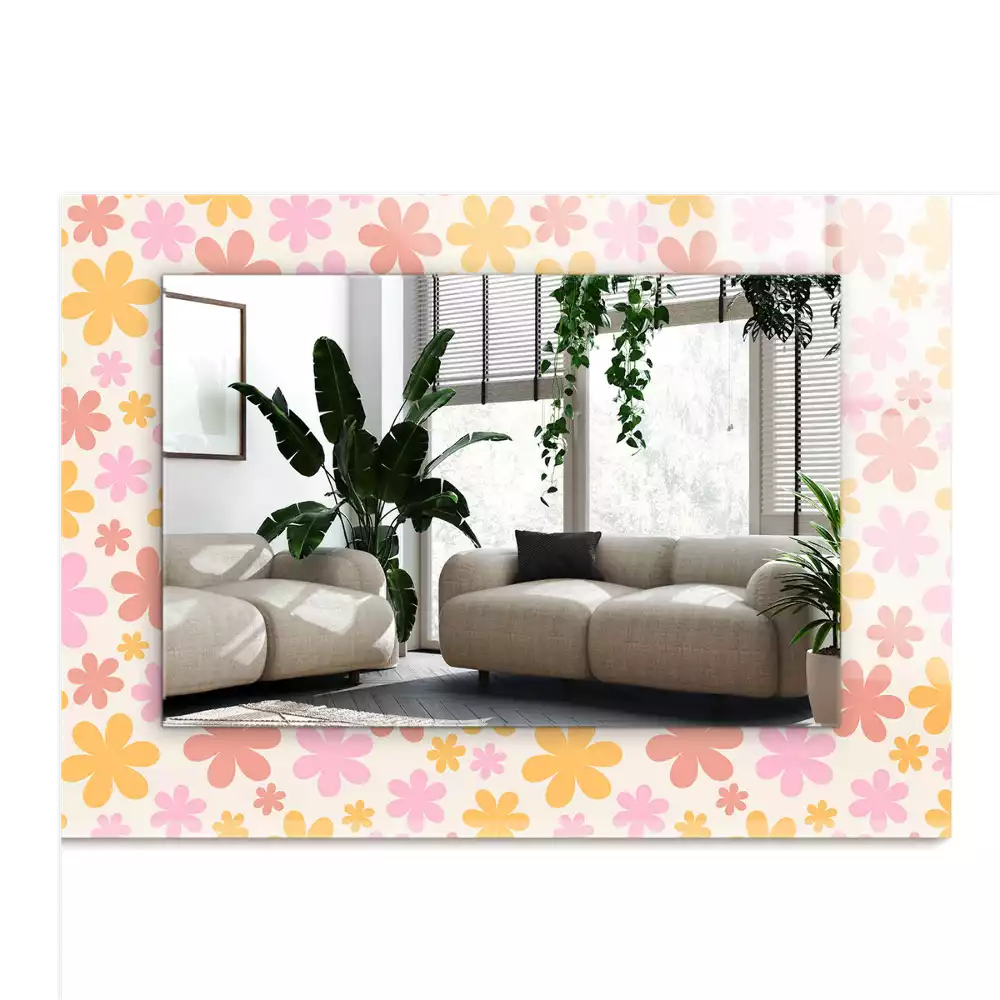 Rechthoekige spiegel met decoratie Bloemenpatroon