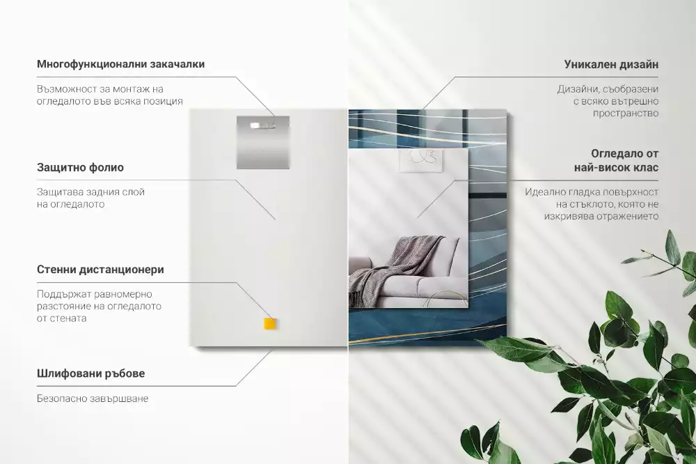 Bedrukte rechthoekige spiegel Abstracte lijnen