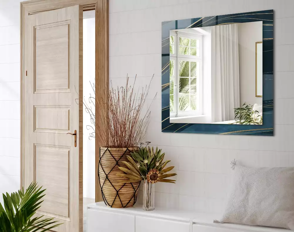 Bedrukte rechthoekige spiegel Abstracte lijnen