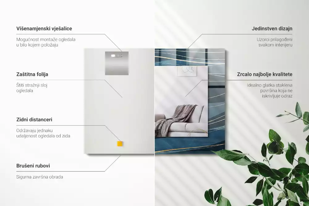 Bedrukte rechthoekige spiegel Abstracte lijnen