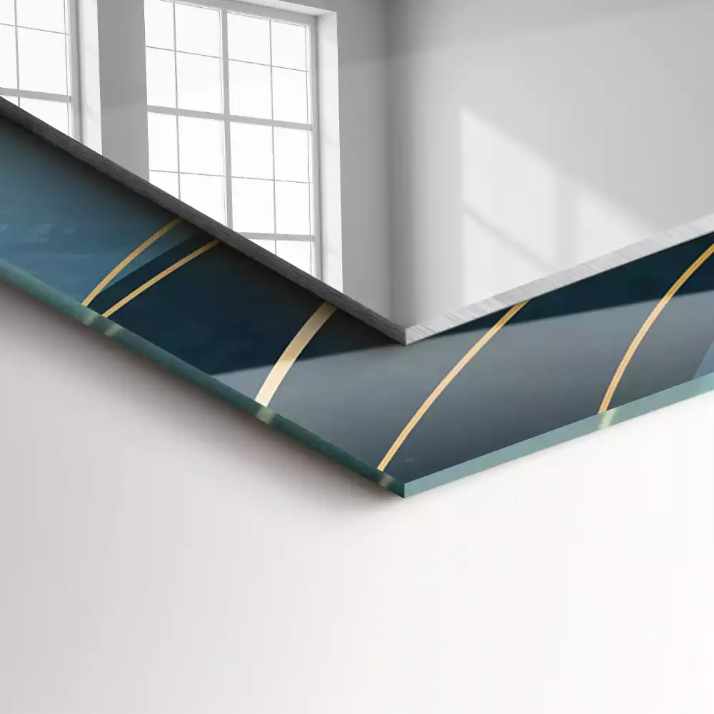 Bedrukte rechthoekige spiegel Abstracte lijnen