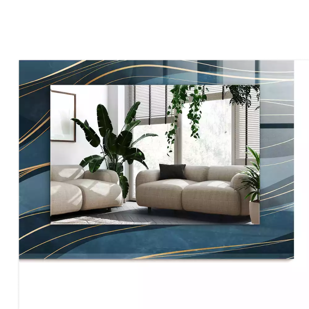 Bedrukte rechthoekige spiegel Abstracte lijnen