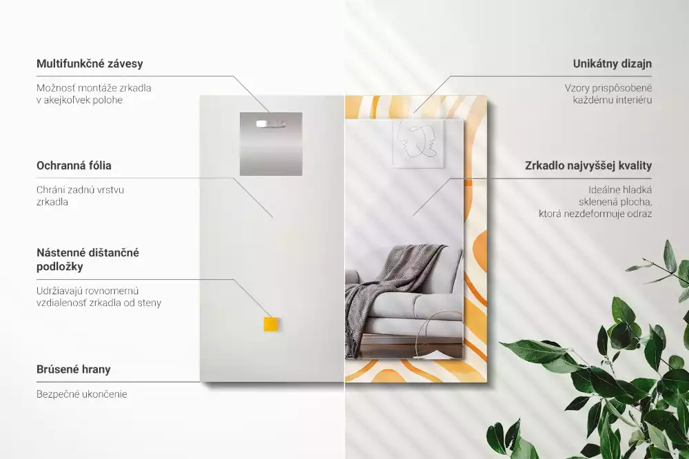 Rechthoekige spiegel met decoratie Abstracte oranje patronen