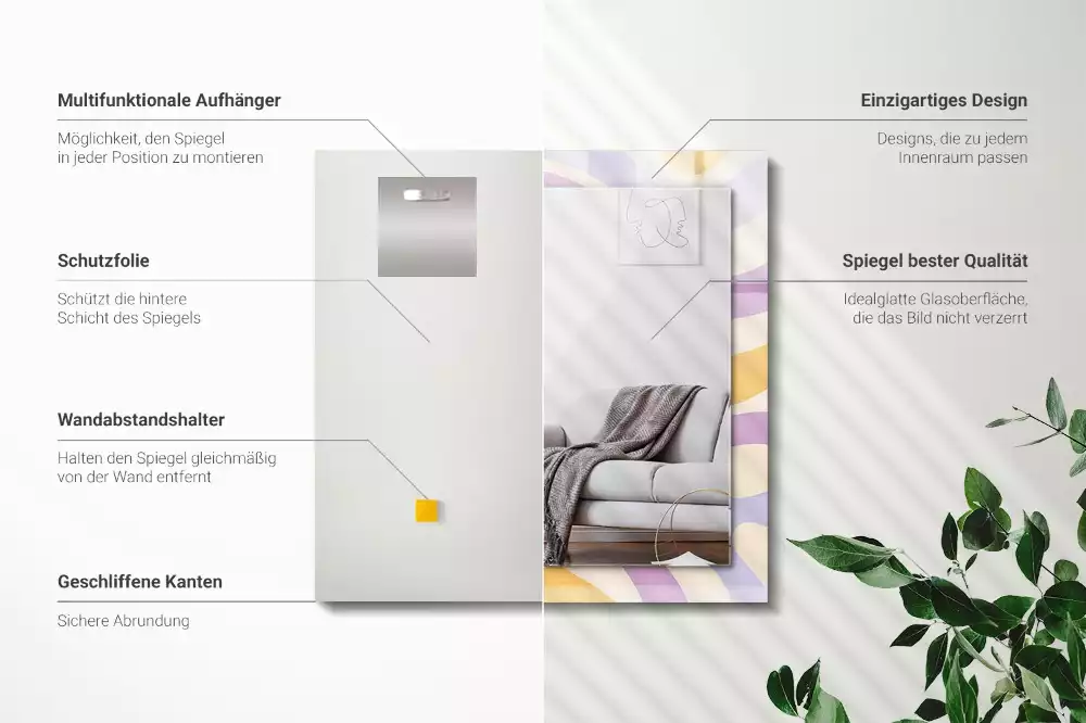 Rechthoekige spiegel lijst met print Abstracte kleurrijke patronen