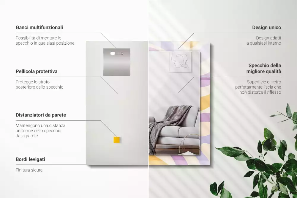 Rechthoekige spiegel lijst met print Abstracte kleurrijke patronen