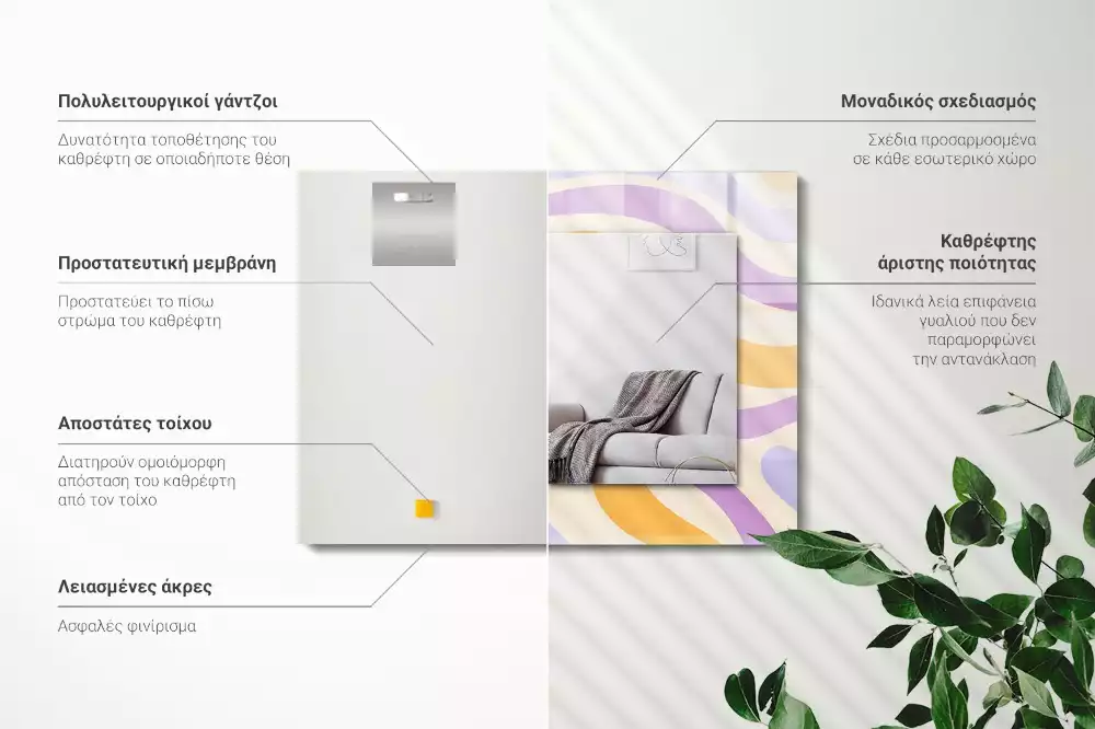 Rechthoekige spiegel lijst met print Abstracte kleurrijke patronen