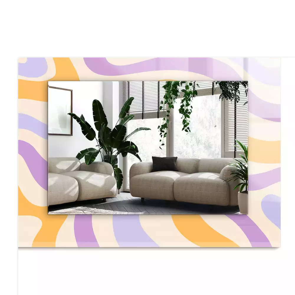 Rechthoekige spiegel lijst met print Abstracte kleurrijke patronen