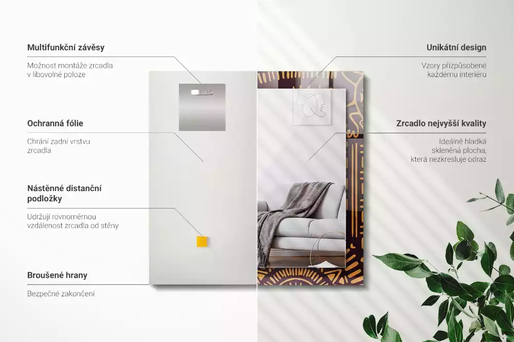 Bedrukte rechthoekige spiegel Etnisch patroon