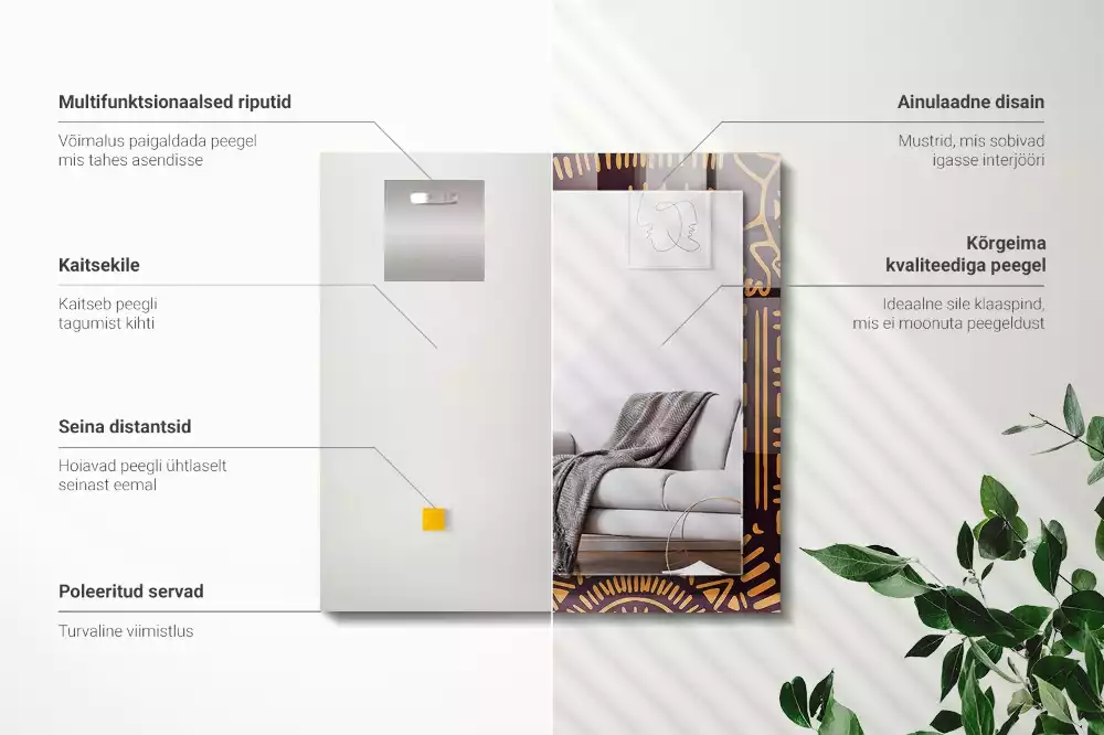 Bedrukte rechthoekige spiegel Etnisch patroon