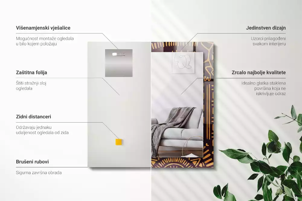 Bedrukte rechthoekige spiegel Etnisch patroon