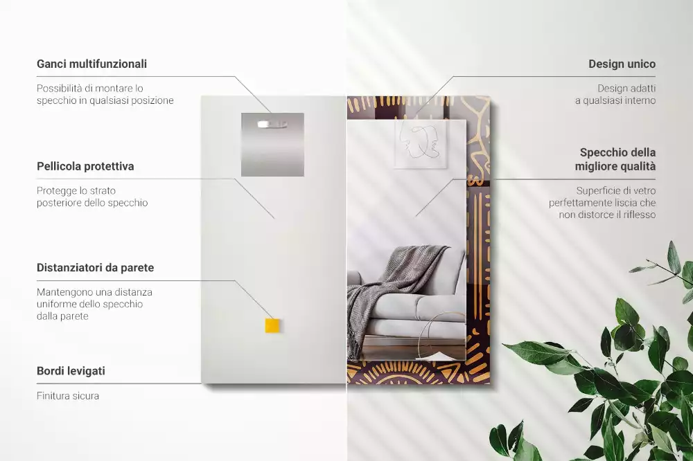 Bedrukte rechthoekige spiegel Etnisch patroon