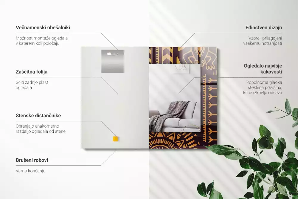 Bedrukte rechthoekige spiegel Etnisch patroon