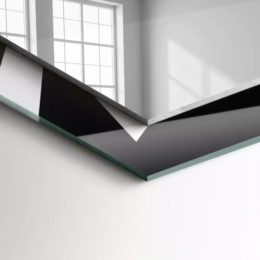 Rechthoekige spiegel met bedrukte lijst Zwart-witte geometrie