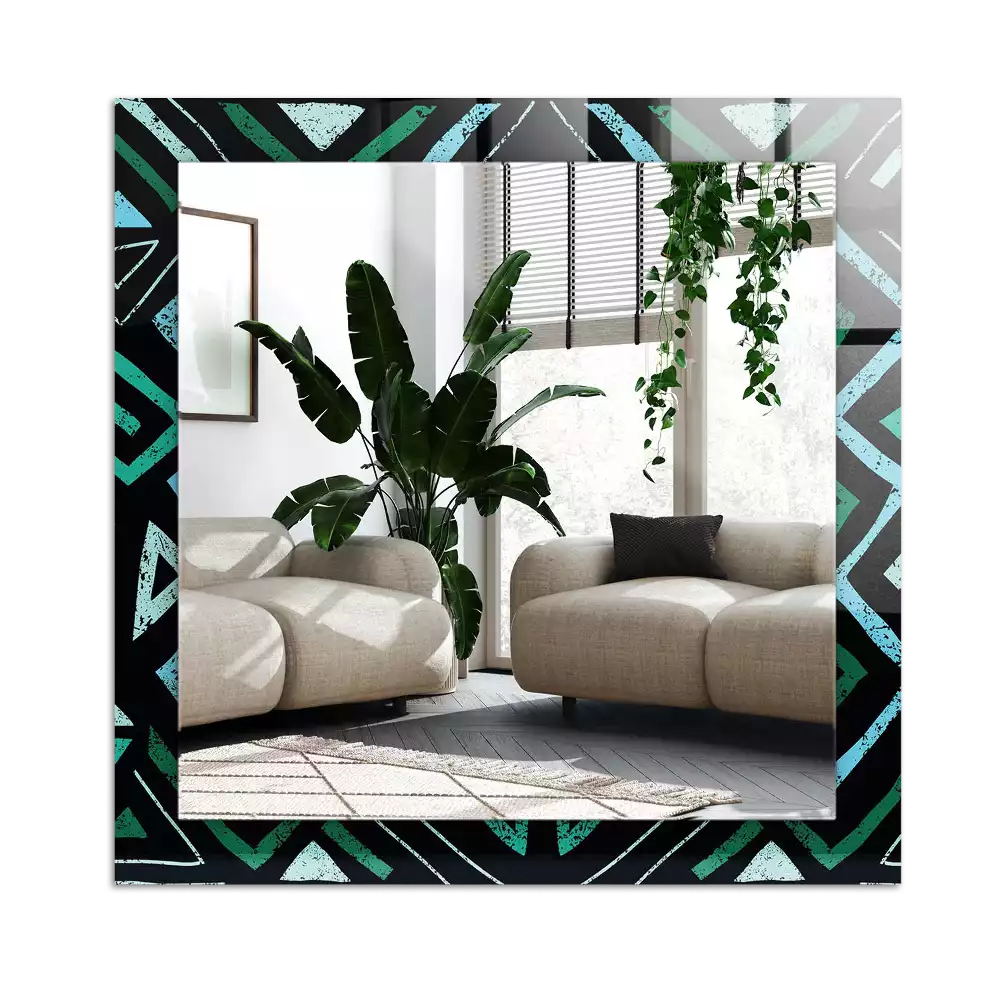 Rechthoekige spiegel met decoratie Geometrisch turquoise patroon