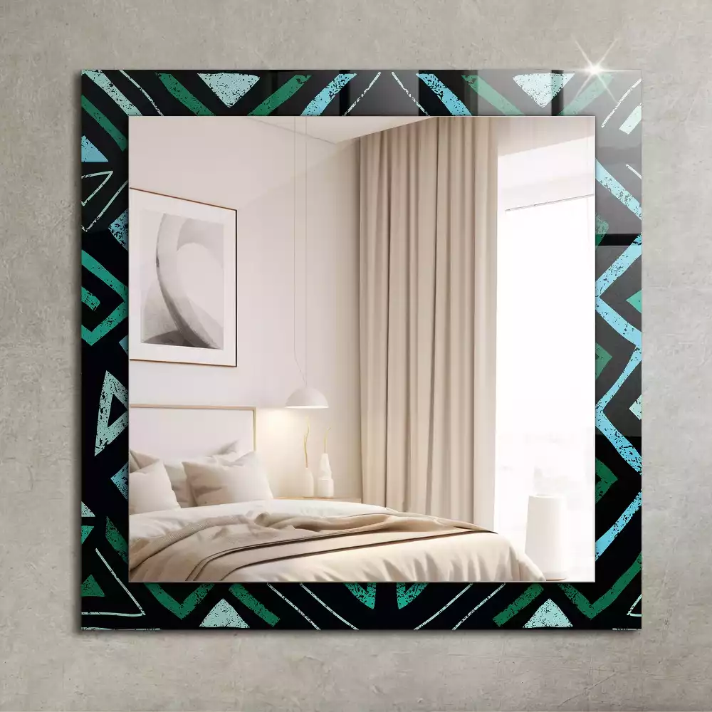 Rechthoekige spiegel met decoratie Geometrisch turquoise patroon