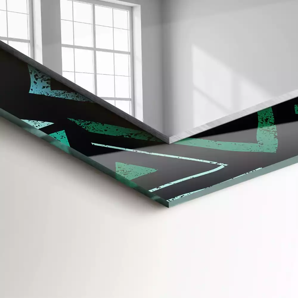 Rechthoekige spiegel met decoratie Geometrisch turquoise patroon