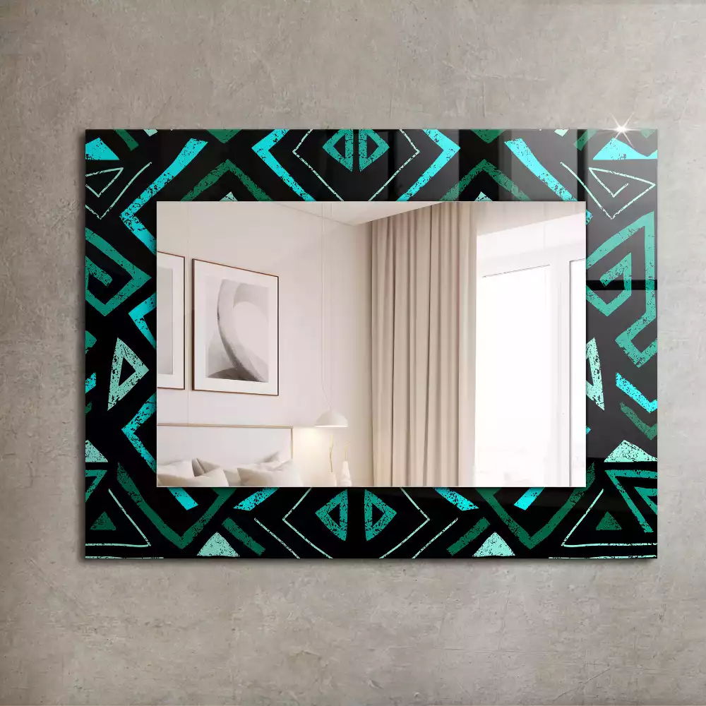 Rechthoekige spiegel met decoratie Geometrisch turquoise patroon
