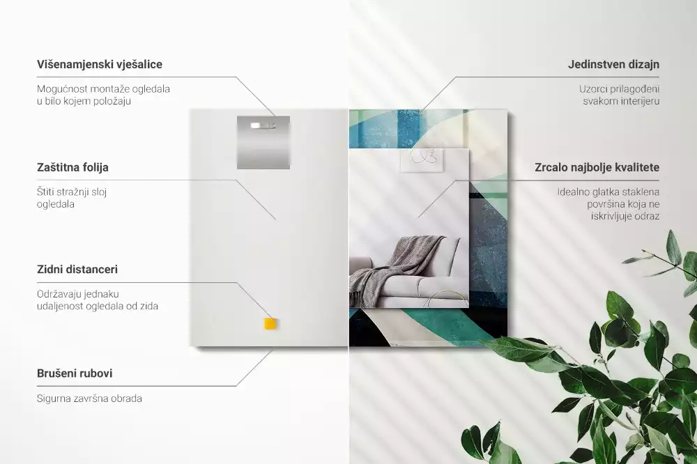 Bedrukte rechthoekige spiegel Abstracte kleurrijke patronen