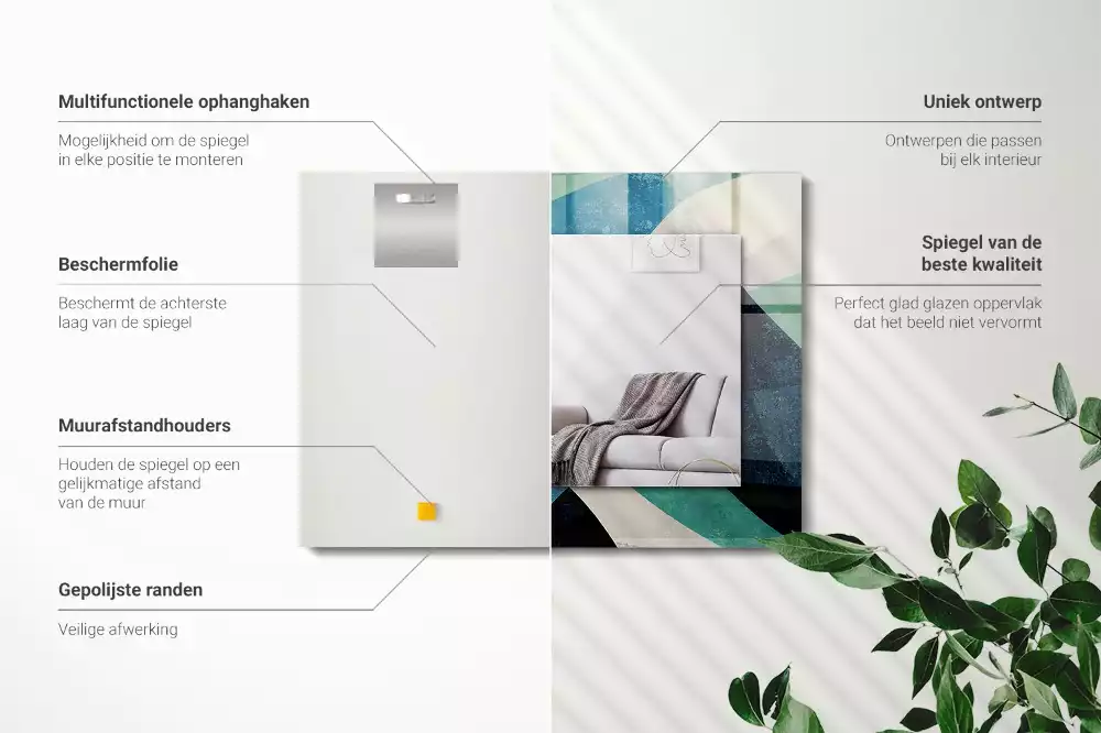 Bedrukte rechthoekige spiegel Abstracte kleurrijke patronen