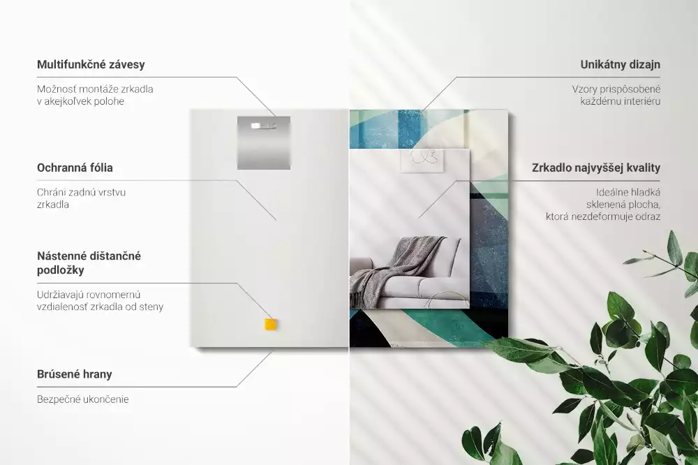 Bedrukte rechthoekige spiegel Abstracte kleurrijke patronen