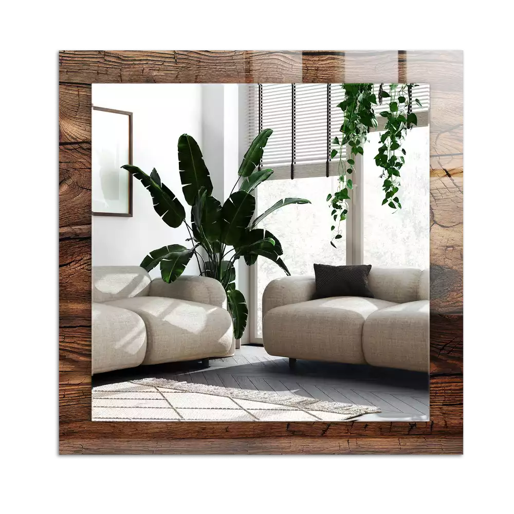 Rechthoekige spiegel met decoratie Houten plank textuur