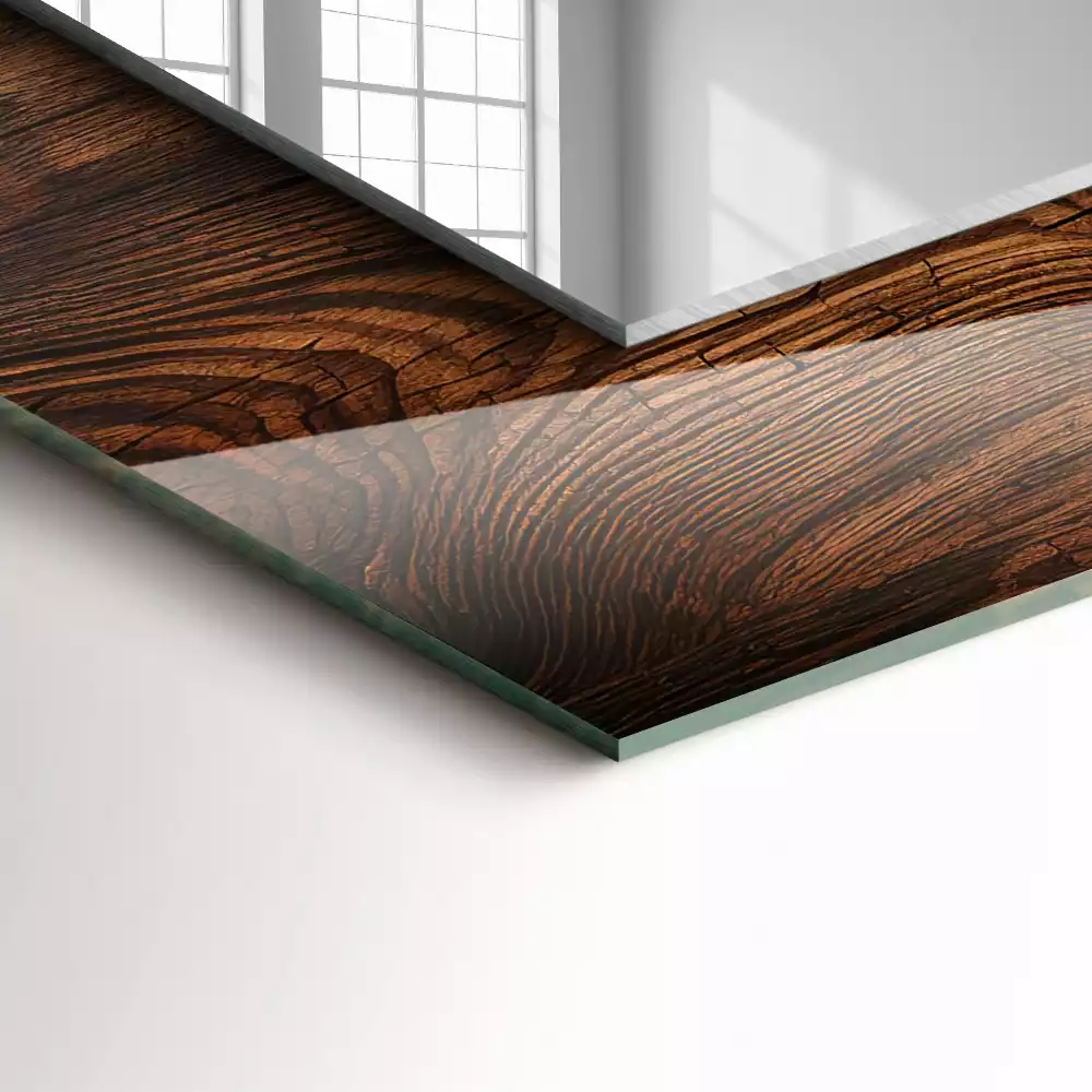 Rechthoekige spiegel met decoratie Houten plank textuur