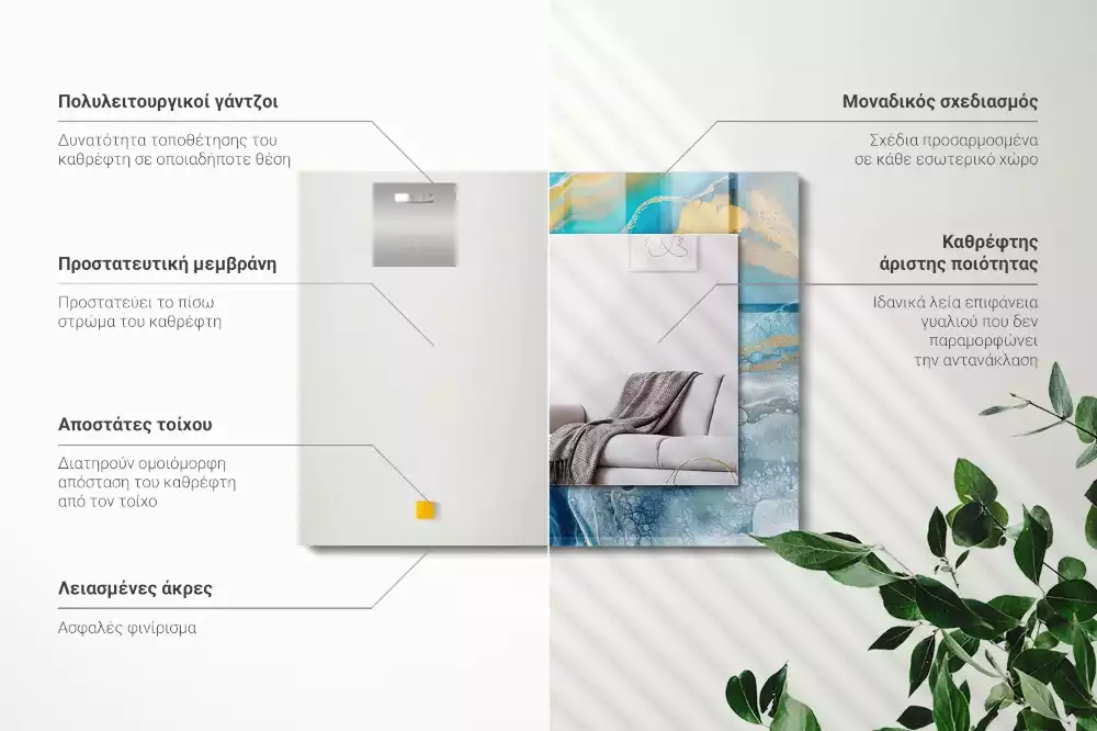 Rechthoekige spiegel lijst met print Abstract Marmer Hars