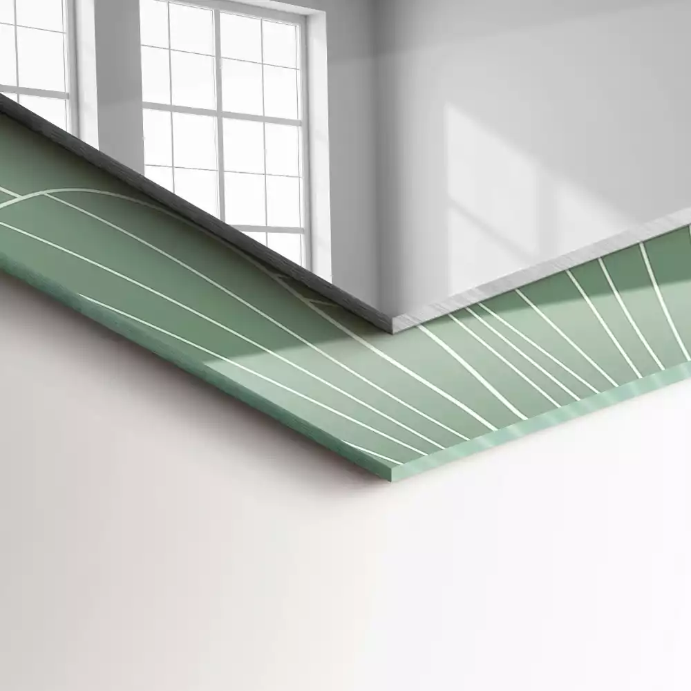 Rechthoekige spiegel lijst met print Ginkgo bladeren