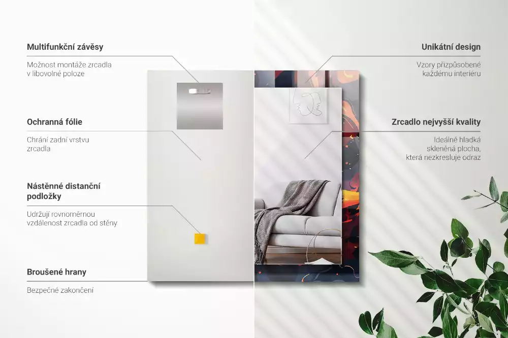 Bedrukte rechthoekige spiegel Vulkanische lava