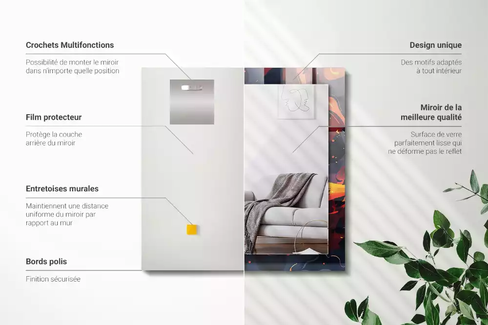 Bedrukte rechthoekige spiegel Vulkanische lava