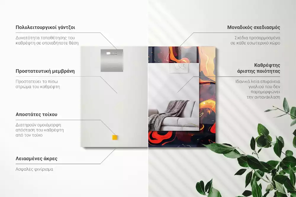 Bedrukte rechthoekige spiegel Vulkanische lava