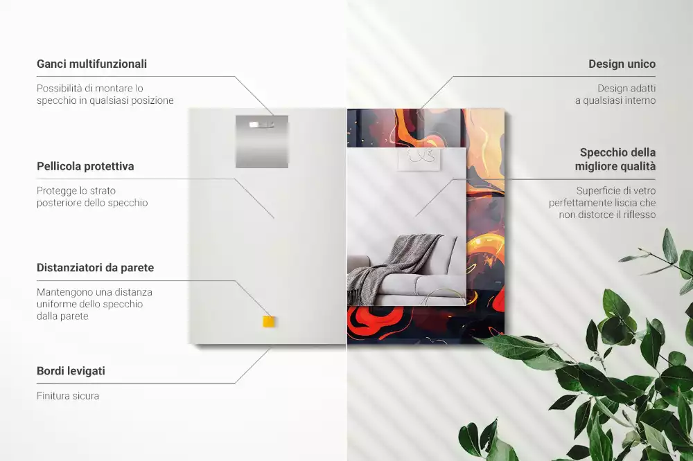 Bedrukte rechthoekige spiegel Vulkanische lava