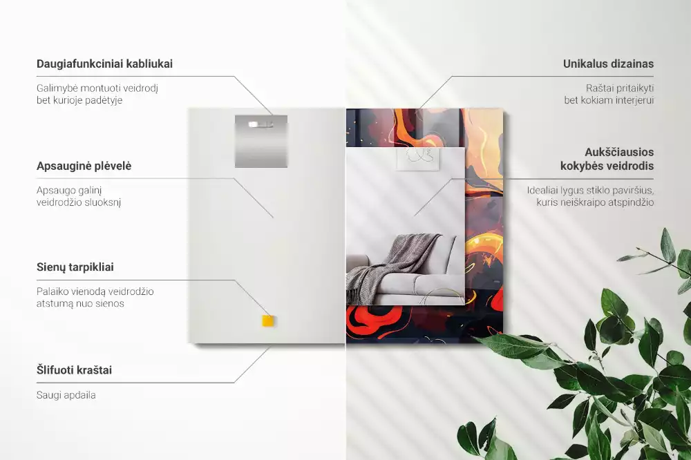 Bedrukte rechthoekige spiegel Vulkanische lava