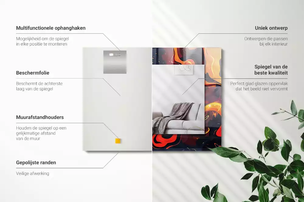 Bedrukte rechthoekige spiegel Vulkanische lava