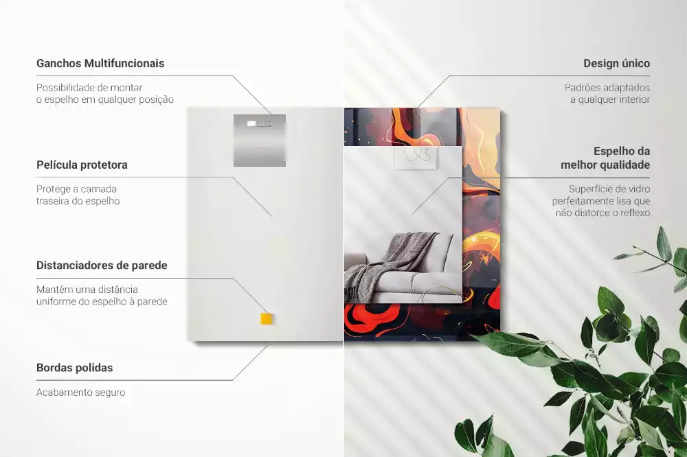 Bedrukte rechthoekige spiegel Vulkanische lava