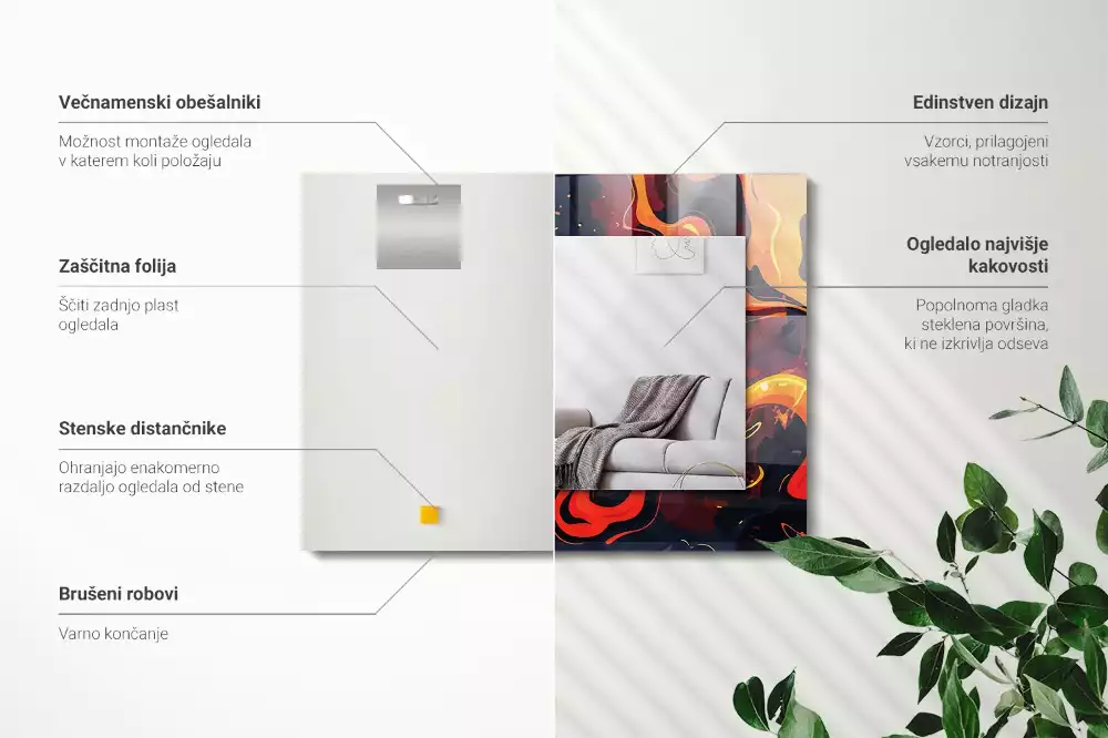 Bedrukte rechthoekige spiegel Vulkanische lava