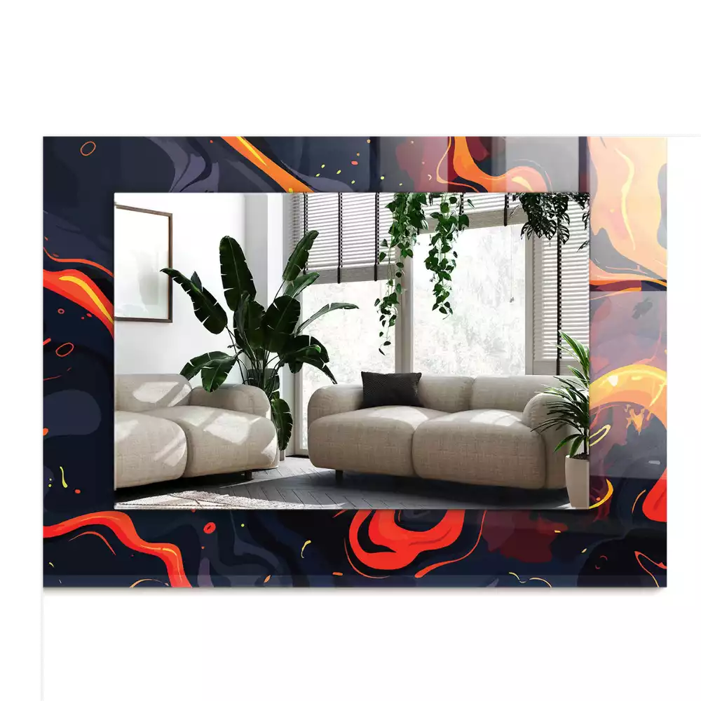 Bedrukte rechthoekige spiegel Vulkanische lava