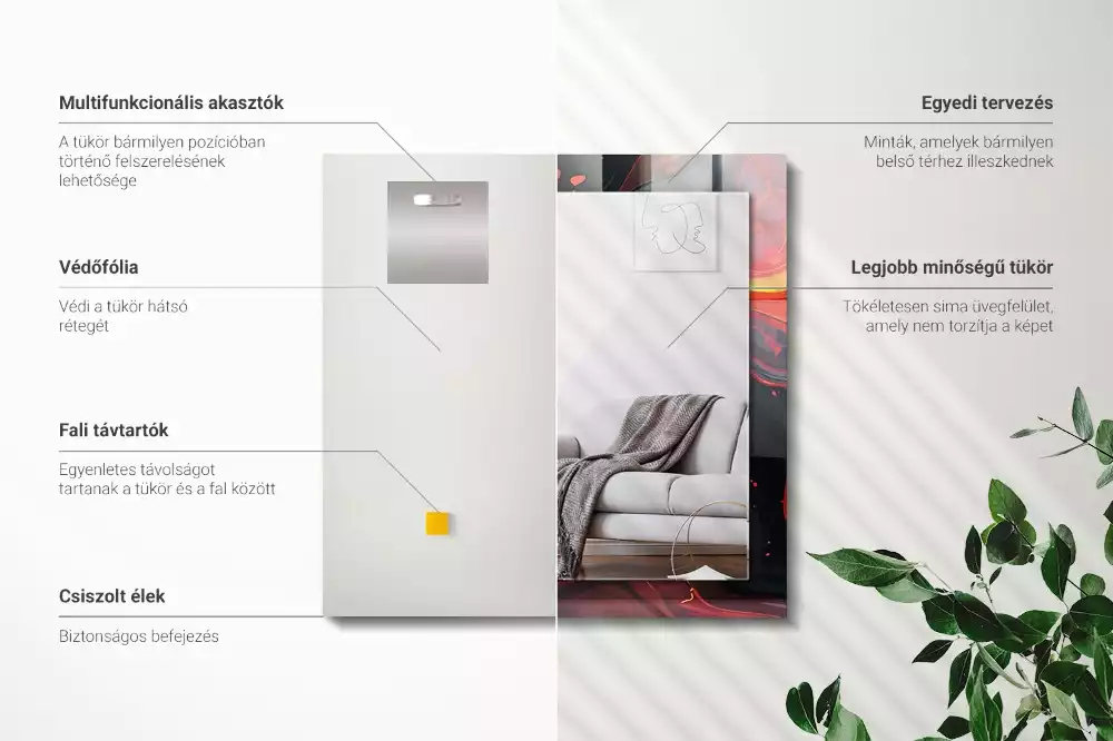 Rechthoekige spiegel met bedrukte lijst Abstracte Lava